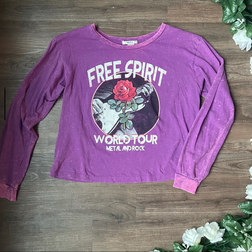 Graphic Long Sleeve Acid Wash Band Shirt